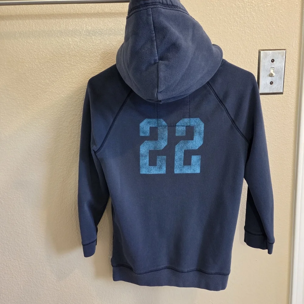 Vintage Y2k Hollister Women Blue Embroidered Logo 3/4 Sleeve Hoodie size Large - Picture 6 of 7